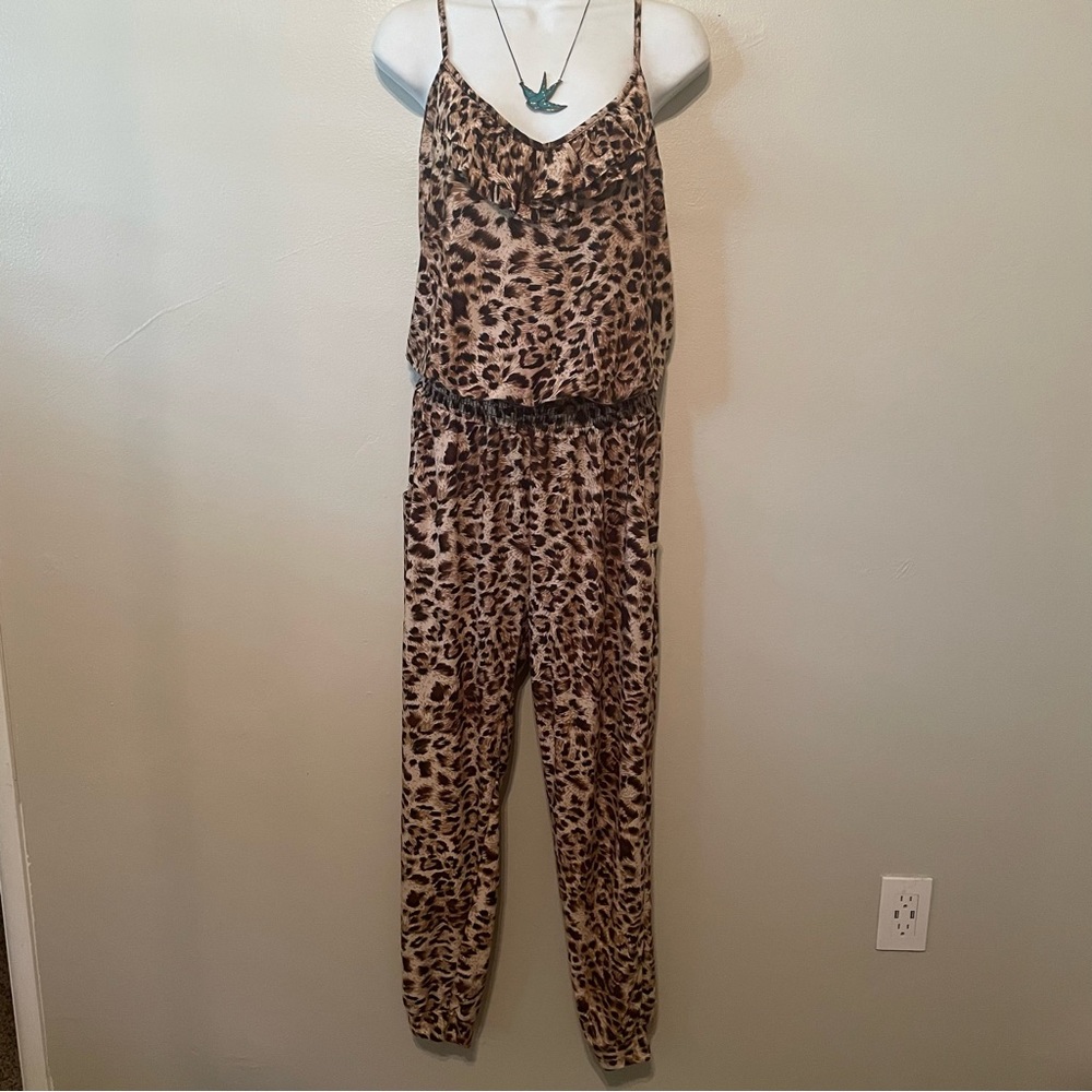 Gently Worn Animal Leopard Print Jumpsuit Sz. L/XL